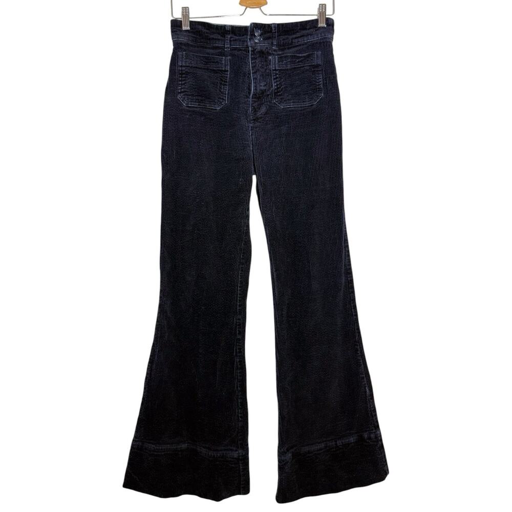 Faherty Navy Blue Corduroy High Rise Phoebe Flare Wide Leg Pants 27
